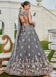 Dazzling grey tissue sequin work bridal lehenga choli