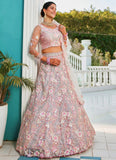 Grey Tissue Engagement Lehenga Choli with Sequins Zarkan and Thread Embroidery
