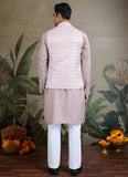 Ivory Silk Men’s Kurta Set with Jacket – Mirror Work