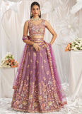 Elegant Lavender Sequins Zarkan Embroidered Organza Bridesmaid Lehenga Choli