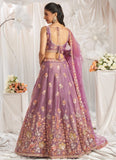 Lavender Organza Bridesmaid Lehenga with Sequins and Zarkan Embroidery