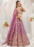 Lavender Organza Bridesmaid Lehenga with Sequins and Zarkan Embroidery