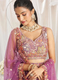 Lavender Organza Bridesmaid Lehenga with Sequins and Zarkan Embroidery