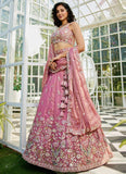 Pink bridal lehenga with moti work