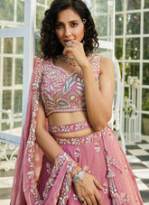 Sequins and thread embroidered lehnga