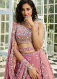 Sequins and thread embroidered lehnga