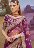 Purple Embroidered Silk Bridal Lehenga Choli Online