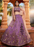 Elegant Purple Tissue Embroidered Lehenga Choli with Net Dupatta for Engagement Wear