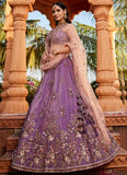 Elegant Purple Tissue Embroidered Lehenga Choli with Net Dupatta for Engagement Wear