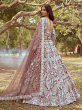 Rosegold satin lehenga for wedding