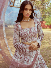 Elegant Rosegold Satin Weddingwear Lehenga with Beads & Stone Embellishments