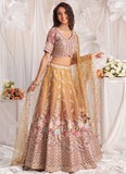 Elegant Rosegold Tissue Designer Lehenga with Gota Patti and Sequins Work