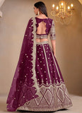 Wine Mirror Work Bridesmaid Lehenga in Art Silk – Wedding & Festive Wear