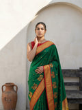 traditional paithani saree with woven zari detailing and soft drape