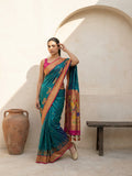 festive silk saree with rich woven traditional pallu