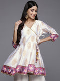 Women's White Poly Silk Printed Tunic