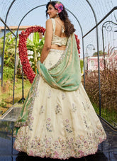 Tissue lehenga with 4.3-meter flair & double inner layers lehenga