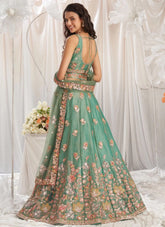 Lime Green Bridesmaid Lehenga Choli with Sequins and Zarkan Embroidery for Wedding