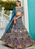 Gorgeous Navy Blue Net Sequins Zarkan Embroidered Lehenga Choli for Sangeet & Wedding