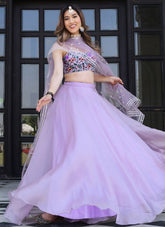 Gorgeous Lavender Sangeet Lehenga in Organza Net with Gota Patti and Sequins Work