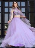 Gorgeous Lavender Sangeet Lehenga in Organza Net with Gota Patti and Sequins Work
