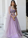 Lavender Organza Sangeet Lehenga Choli with Gota Patti and Sequins Embroidery