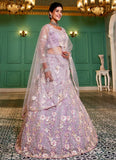 Mauve Tissue Lehenga Choli with Sequins & Thread Work – Wedding Wear with Embroidered Dupatta