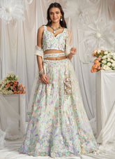 Graceful Cream Net Wedding Lehenga for Bride's Sister