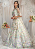 Graceful Cream Net Wedding Lehenga for Bride's Sister