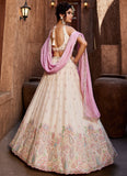 Cream georgette party wear lehenga