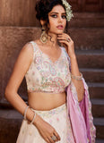 Elegant cream lehenga with dupatta for women