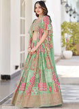 Green Chinnon Silk Sangeet Special Lehenga Choli with Dori Embroidery and Chiffon Dupatta