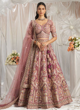 Graceful Lavender Tissue Bridal Lehenga with Gotapatti Work