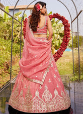 Pink mehendi lehenga for bride
