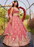 Organza lehenga with sequins embroidery