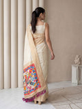 premium silk saree with meenakari work and artistic bird motif