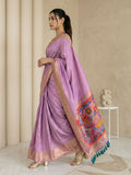 traditional soft silk saree with floral motifs and rich pallu detail
