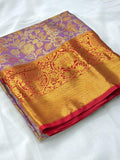 Lavender Kanjivaram Silk Jaal Traditional Zari Woven Saree