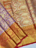 Lavender Kanjivaram Silk Jaal Traditional Zari Woven Saree