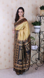 Chickoo Soft Silk Zari Woven Warli Art Traditional Saree