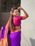 Purple Zari Woven Bandhani Paithani Fusion Silk Saree