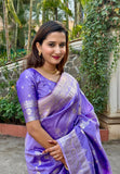 Lavender Banarasi Jaal Soft Silk Zari Woven Saree