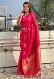 Pink Soft Silk Dual Zari Woven Saree with Deer Border