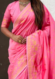 Baby Pink Zari Woven Pichwai Silk Saree