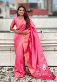 Baby Pink Zari Woven Pichwai Silk Saree