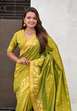 Mehendi Green Zari Woven Pichwai Silk Saree