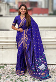 Violet Zari Woven Pichwai Silk Saree