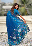 Blue Zari Woven Pichwai Silk Saree