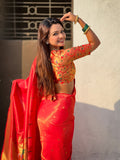 Red Tissue Paithani Zari Woven Saree