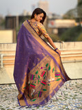 Violet Tissue Paithani Zari Woven Saree